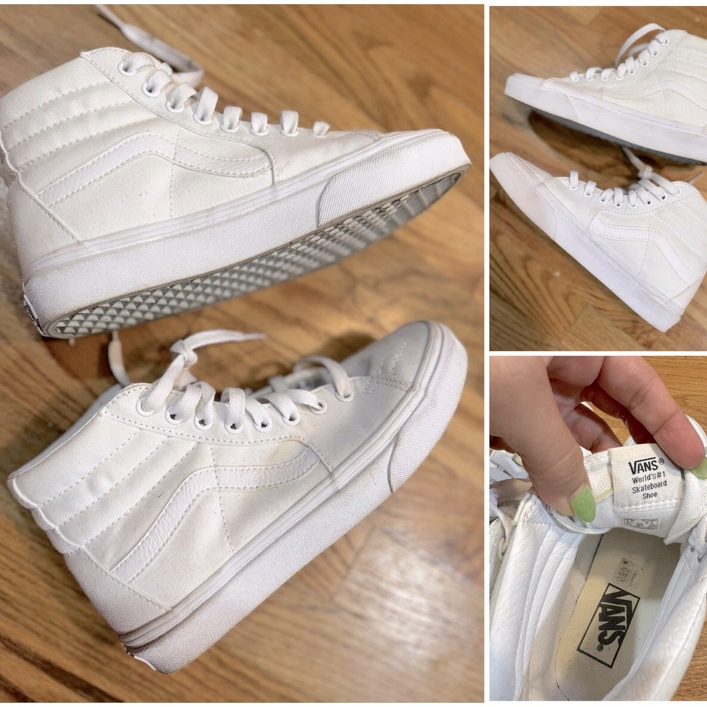 White high top vans- canvas, women’s 9, men’s 7.5 - Picture 7 of 11